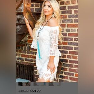 *SOUTHERN FRIED CHICS* NWT Bridal Lace Off Shoulder Dress – Ivory